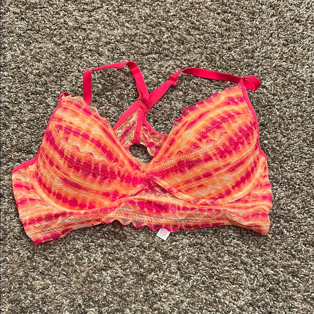 Vibrant Pink and Orange Lace Bralette